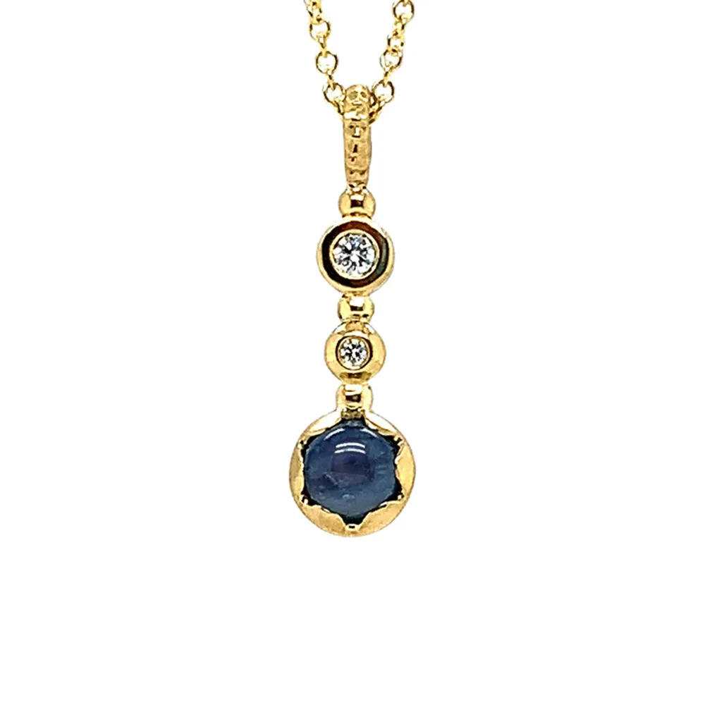 Yellow Gold and Blue Montana Sapphire Necklace - "Glacier Elixir"