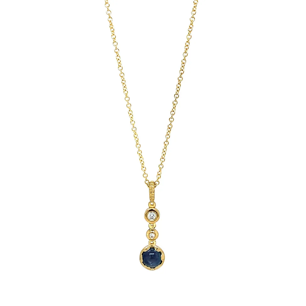 Yellow Gold and Blue Montana Sapphire Necklace - "Glacier Elixir"